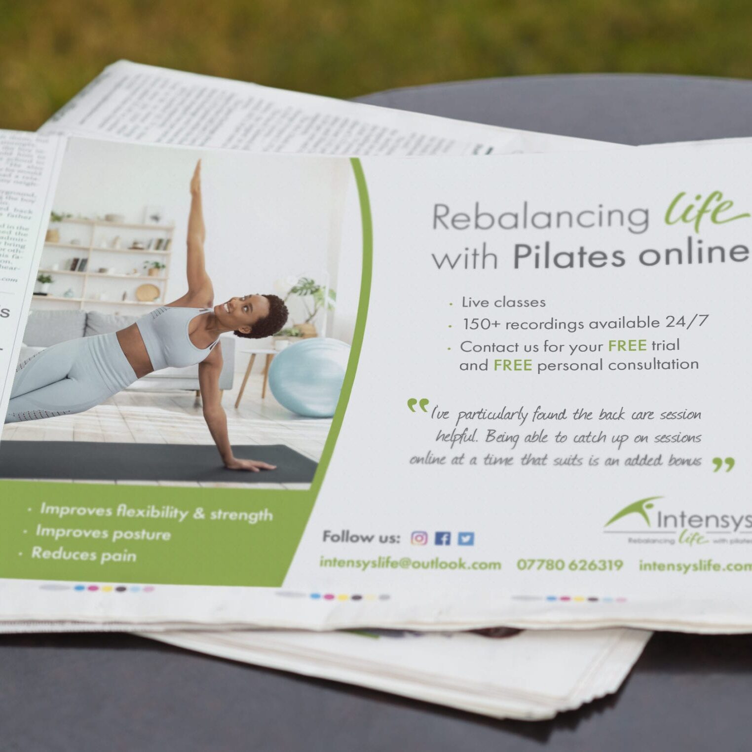 Landscape advert design for Intensys Life
