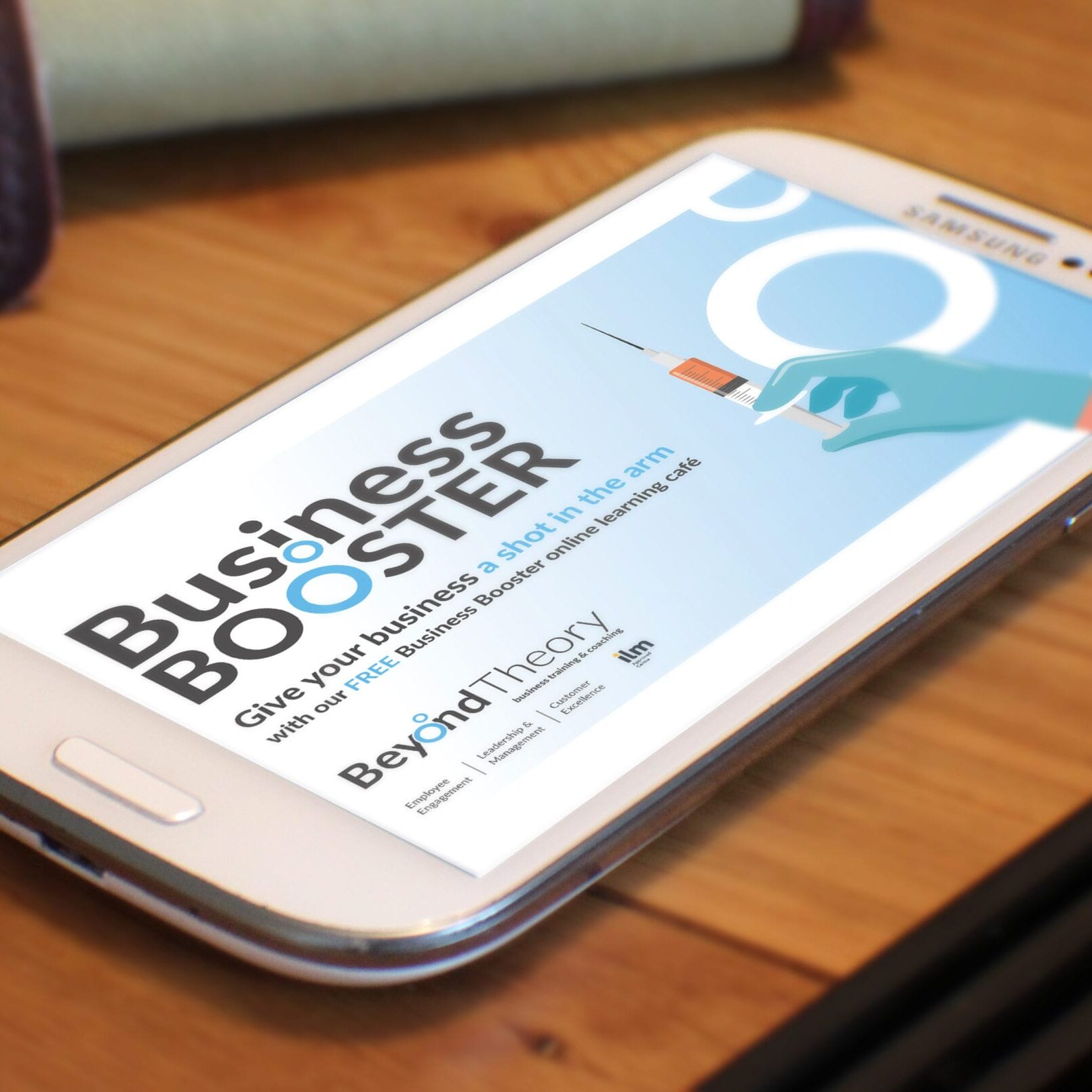 Design for a shareable graphic to promote Beyond Theory's Business Booster Online Workshopts