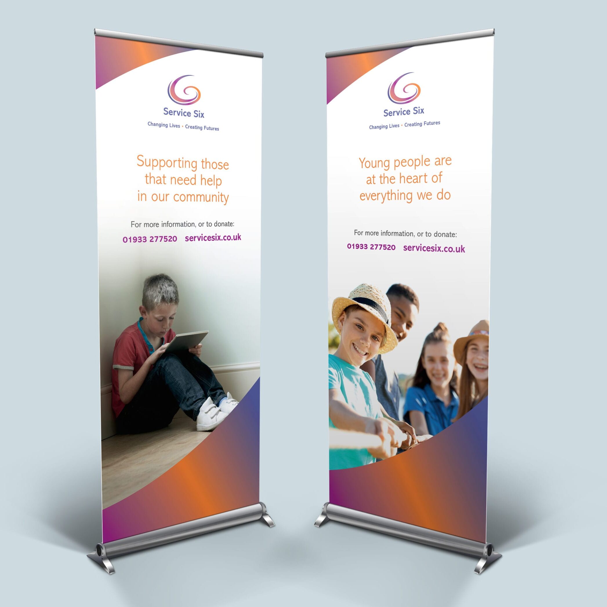 Roller banner designs for Service Six