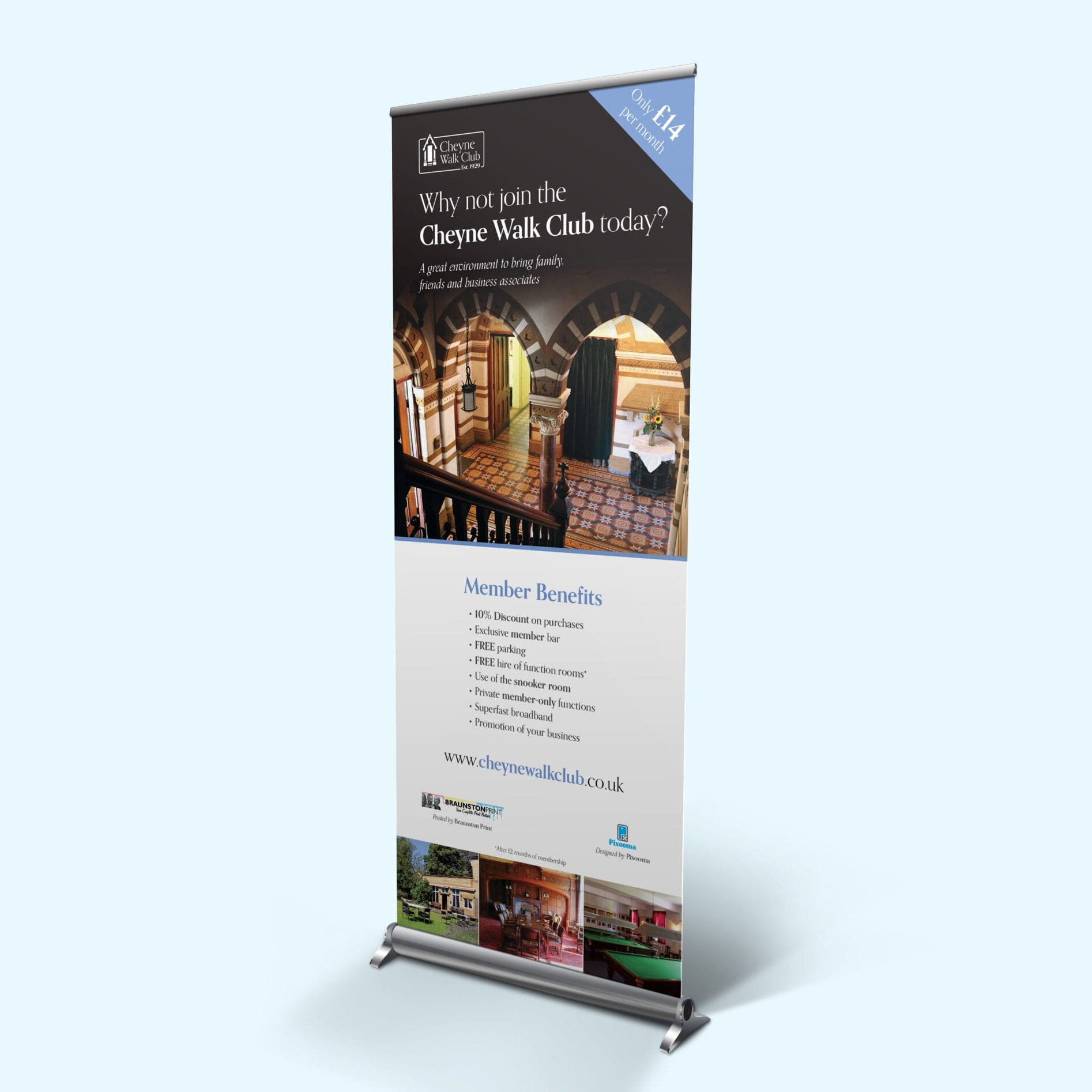 Roller banner design for The Cheyne Walk Club